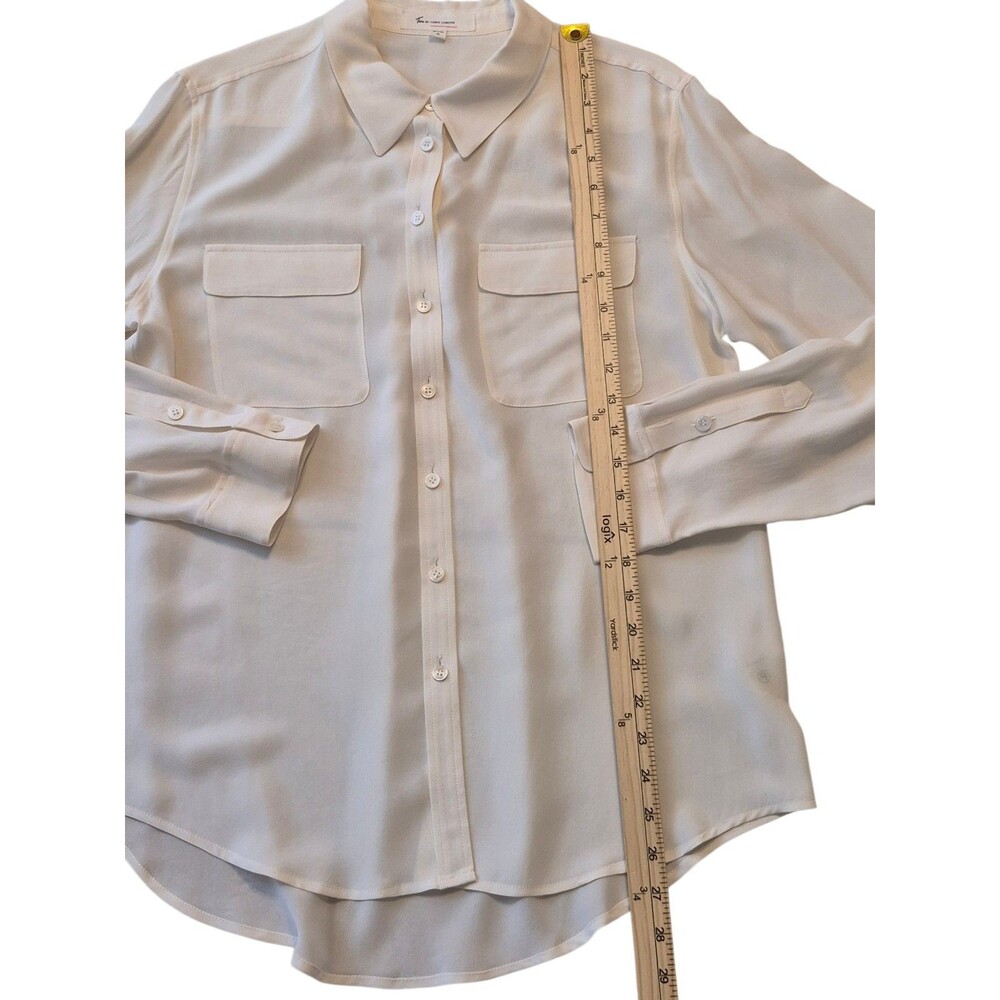 Two By Vince Comuto M 100% Silk White Button Down Blouse CBK Minimalist Luxury - Picture 5 of 6